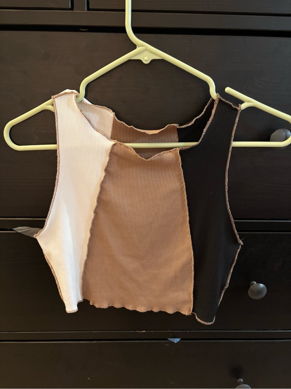 Colorblock Ribbed Crop Tank - Neutral Tones